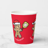 Pickleball Gingerbread boy aangepaste tekst rood Papieren Bekers (Voorkant)