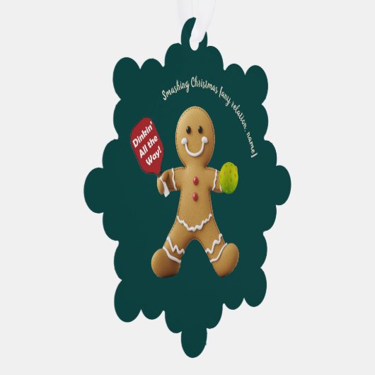 Pickleball Gingerbread Cheer Ornament Kaart (Rechts)