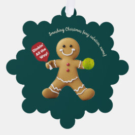 Pickleball Gingerbread Cheer Ornament Kaart