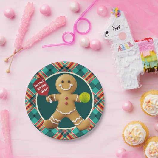 Pickleball Gingerbread Cheer Papieren Bordje (Feest)