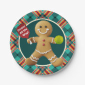 Pickleball Gingerbread Cheer Papieren Bordje (Voorkant)