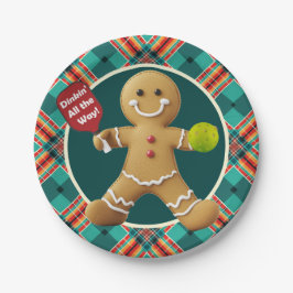 Pickleball Gingerbread Cheer Papieren Bordje