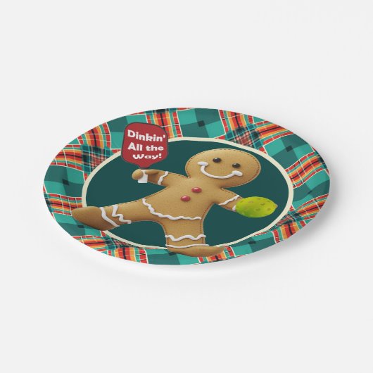 Pickleball Gingerbread Cheer Papieren Bordje (Gekanteld)