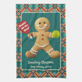 Pickleball Gingerbread Cheer Theedoek (Verticaal)