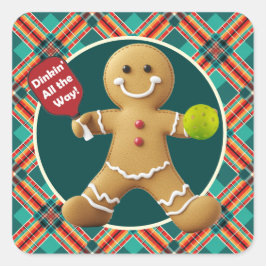 Pickleball Gingerbread Cheer Vierkante Sticker