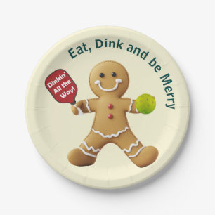 Pickleball Gingerbread Delight Papieren Bordje