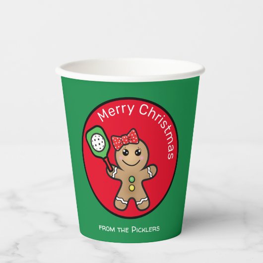 Pickleball Gingerbrood, aangepaste tekst Papieren Bekers (Voorkant)