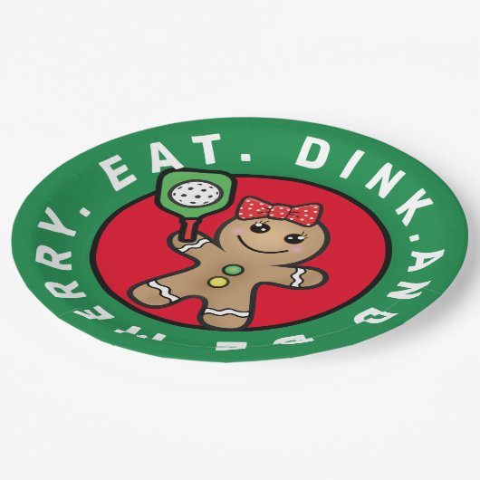 Pickleball Gingerbrood, aangepaste tekst Papieren Bordje (Gekanteld)