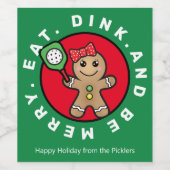 Pickleball Gingerbrood, aangepaste tekst Wijn Etiket (Enkel label)