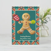 Pickleball-gingerbroodcheer Feestdagenkaart (Staand voorkant)