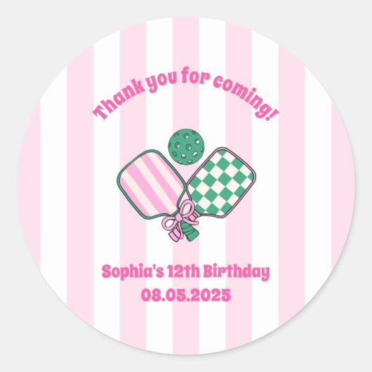 Pickleball Girls Verjaardag Ronde Sticker (Voorkant)