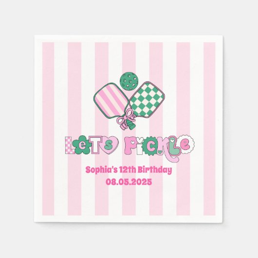 Pickleball Girls Verjaardag Servet (Voorkant)