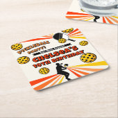 Pickleball Girls Verjaardagsfeestje Retro Speler Kartonnen Onderzetters (Schuin)