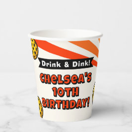 Pickleball Girls Verjaardagsfeestje Retro Speler Papieren Bekers