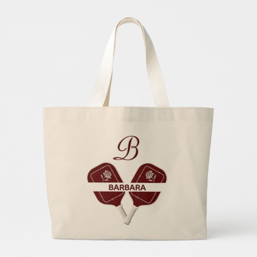 Pickleball Glam Glit Custom Monogram Name Grote Tote Bag (Achterkant)