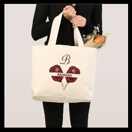 Pickleball Glam Glit Custom Monogram Name Grote Tote Bag