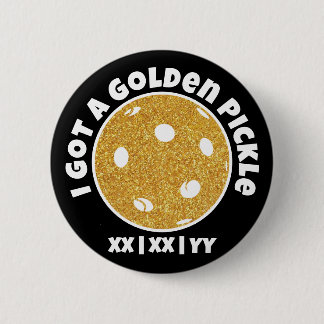 Pickleball Golden Pickle Gold Glitter Zwart Ronde Button 5,7 Cm