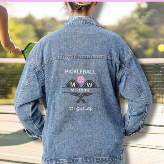 Pickleball Good Life Monogram Naam Denim Jacket