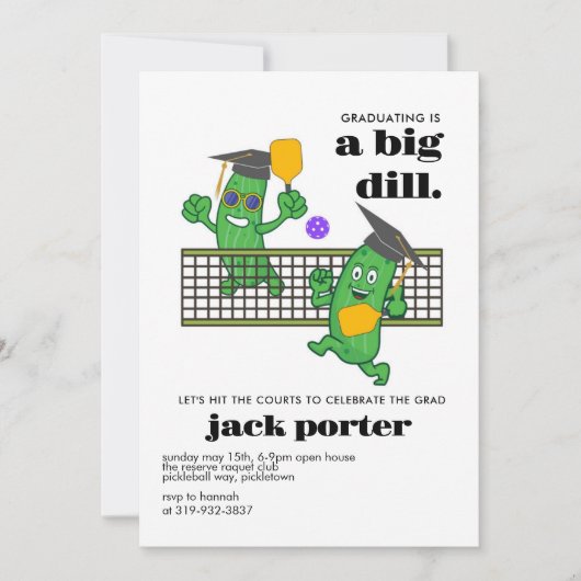 Pickleball Graduation Party Pickle Ball Open Huis Kaart (Voorkant)