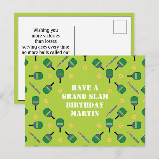 Pickleball Grand Slam Birthday  Briefkaart (Voorkant / Achterkant)