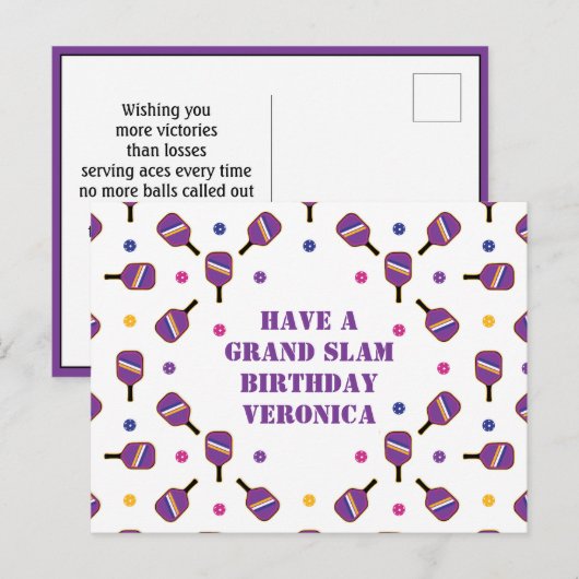 Pickleball Grand Slam Birthday  Post Briefkaart (Voorkant / Achterkant)