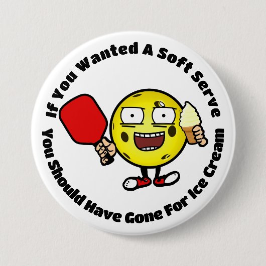Pickleball grap over het serveren van zachte serve ronde button 7,6 cm (Voorkant)