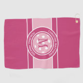 Pickleball Grappig Eigen Citaat Naam Initiaal Roze Golfhanddoek (Horizontaal)