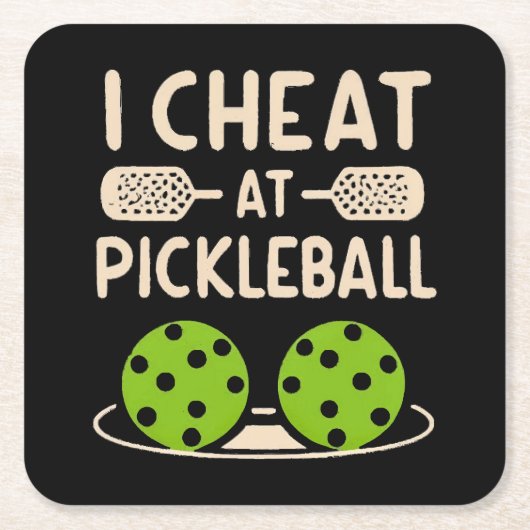 Pickleball Grappig Kartonnen Onderzetters (Voorkant)