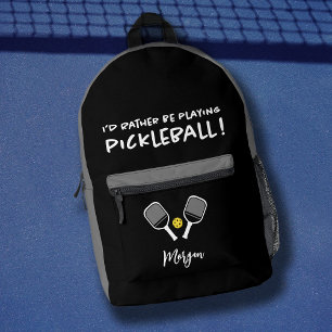 Pickleball Grappige Sport Lieve Aangepaste Naam Zw Bedrukte Rugzak