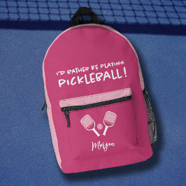 Pickleball Grappige Sporten Cute Aangepaste Naam R Bedrukte Rugzak