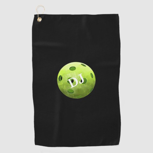 Pickleball Green Initialen Sweat Towel Golfhanddoek (Voorkant)
