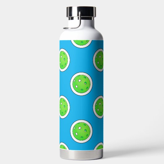 Pickleball Green Pickleballs Polka Dots Bord Blauw Waterfles (Rechts)
