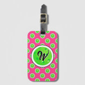 Pickleball Groene Pickleballs Polka Dots Hot Pink Bagagelabel (Voorkant (verticaal))