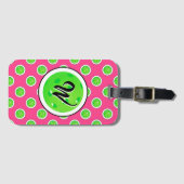 Pickleball Groene Pickleballs Polka Dots Hot Pink Bagagelabel (Voorkant (horizontaal))