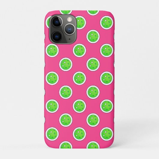 Pickleball Groene Pickleballs Polka Dots Hot Pink Case-Mate iPhone Case (Achterkant)