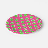 Pickleball Groene Pickleballs Polka Dots Hot Pink Papieren Bordje (Gekanteld)