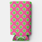 Pickleball Groene Pickleballs Polka Dots Hot Pink Seltzer Blikjeskoeler (Voorkant)