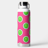 Pickleball Groene Pickleballs Polka Dots Hot Pink Waterfles (Achterkant)