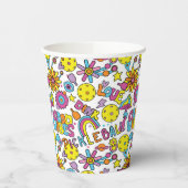 Pickleball Groovy, retro jaren '90, witte papieren Papieren Bekers (Links)