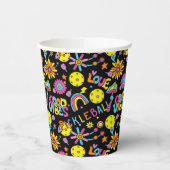 Pickleball Groovy, retro jaren '90, zwart Papieren Bekers (Links)