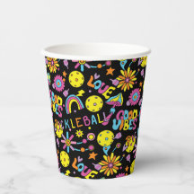 Pickleball Groovy, retro jaren '90, zwart