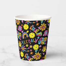 Pickleball Groovy, retro jaren '90, zwart Papieren Bekers