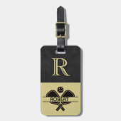 Pickleball Guy Aangepaste Monogram Initiaal Naam Bagagelabel (Voorkant verticaal)