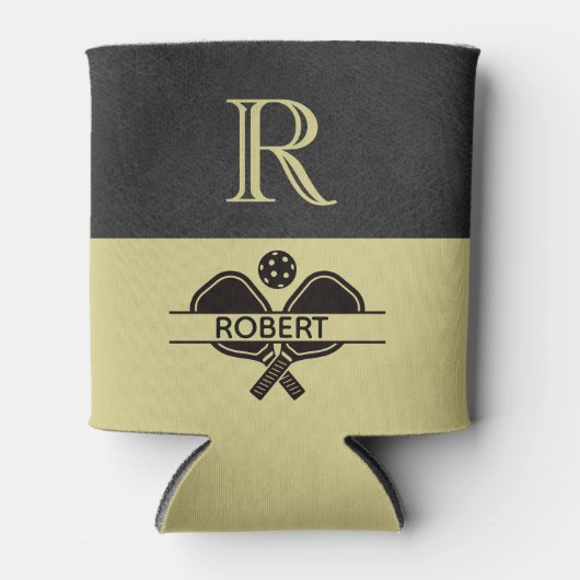 Pickleball Guy Aangepaste Monogram Initiaal Naam Blikjeskoeler (Voorkant)