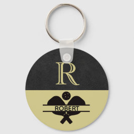 Pickleball Guy Aangepaste Monogram Initiaal Naam Sleutelhanger