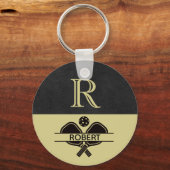 Pickleball Guy Aangepaste Monogram Initiaal Naam Sleutelhanger (Voorkant)