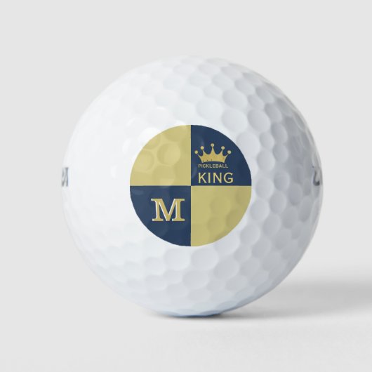 Pickleball Guy Golfer King Monogram Initiaal Name Golfballen (Voorkant)