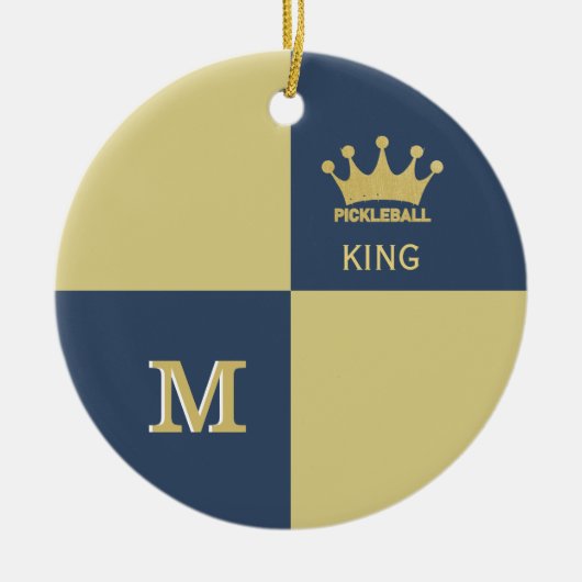 Pickleball Guy King Monogram Initiaal Keramisch Ornament (Voorkant)