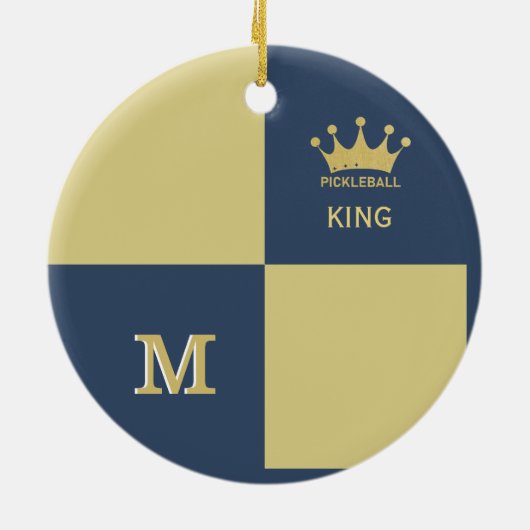 Pickleball Guy King Monogram Initiaal Keramisch Ornament (Achterkant)