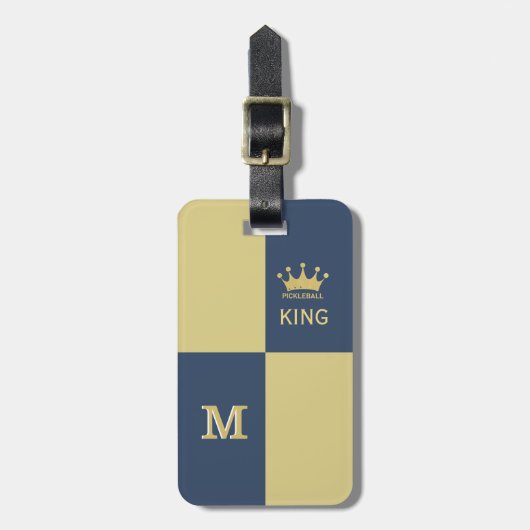 Pickleball Guy King Monogram Initiaal Name Bagagelabel (Voorkant verticaal)